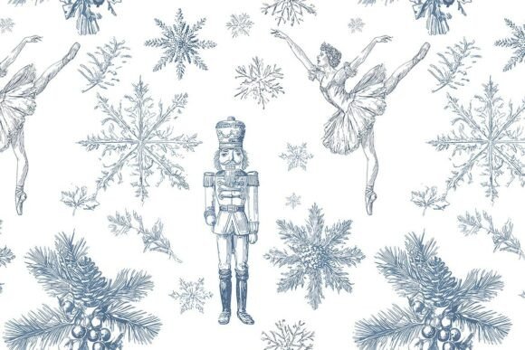 Download Blue Toile Christmas Seamless Pattern 19 - Christmas seamless pattern Collection