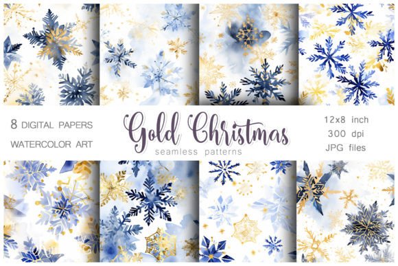 Download Gold Christmas Seamless Pattern Bundle - Christmas seamless pattern Collection
