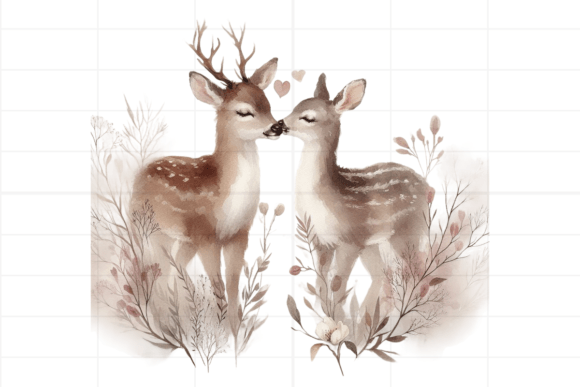 Download Watercolor Boho Deer Valentine Clipart - Premium Bundle