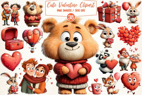 Download Watercolor Cute Valentine Clipart - Cute valentine Collection