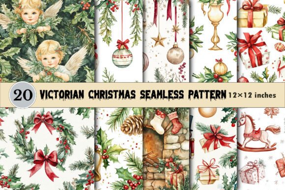 Download Victorian Christmas Seamless Pattern - Victorian Collection