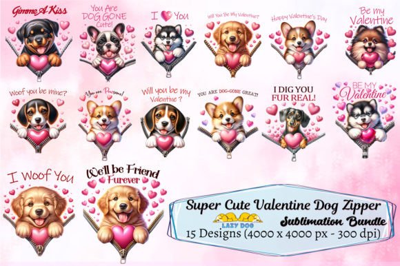 Download Super Cute Valentine Dog Zipper Bundle - Cute valentine Collection
