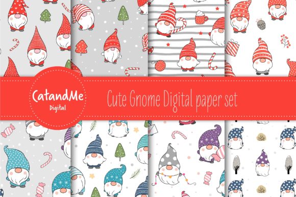 Download Cute Gnome Digital Paper Set - Digital paper set Collection