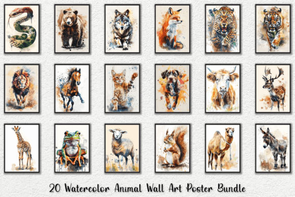 Download Watercolor Animal Wall Art Poster Bundle - Wall Collection