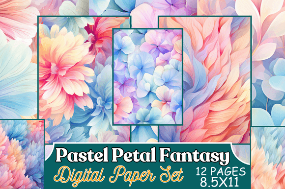 Download Pastel Petal Fantasy Digital Paper Set - Digital paper set Collection