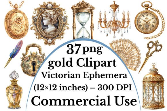 Download Gold Clipart Victorian Ephemera - Victorian Collection