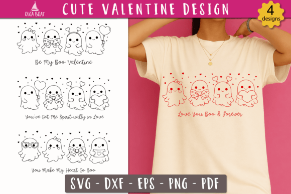 Download Cute Valentine Ghost SVG Love Print - Cute valentine Collection