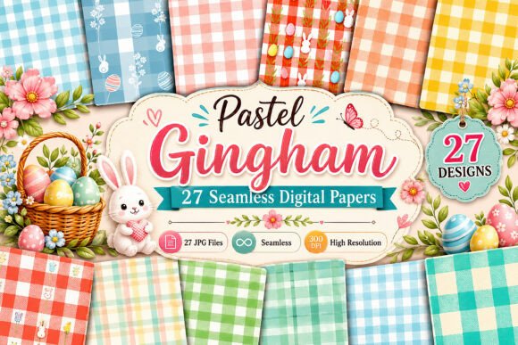 Download Pastel Gingham Digital Paper Set - Digital paper set Collection