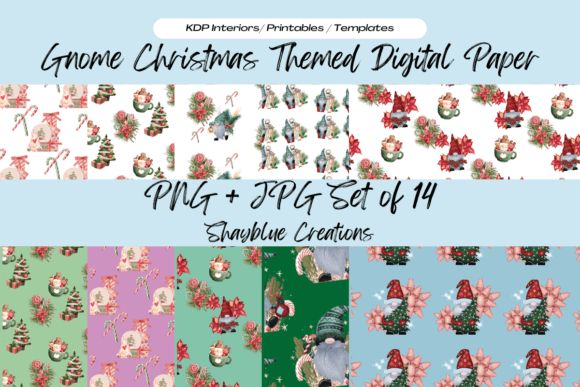 Download Christmas Gnome Digital Paper Set - Digital paper set Collection