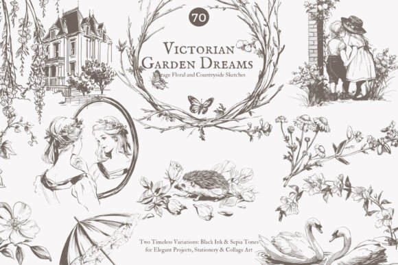 Download Vintage Clipart - Victorian Sketch Set - Victorian Collection