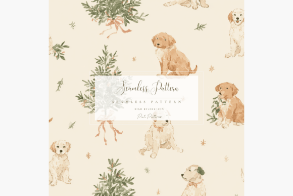 Download Cute Puppy Christmas Seamless Pattern PNG - Christmas seamless pattern Collection