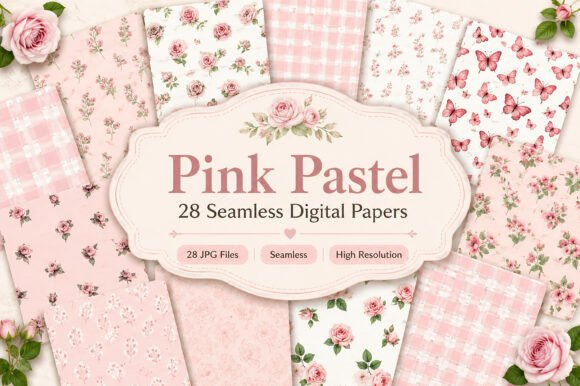 Download Pink Pastel Seamless Digital Paper Set - Digital paper set Collection